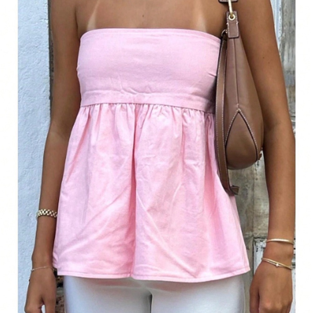 SHEIN Pink Bustier Blouse Relaxed Fit